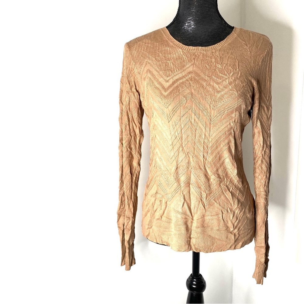 L’AGENCE Neutral Brown Knit Crew Neck Sweater